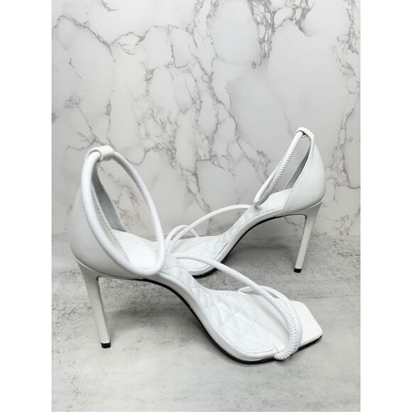 SCHUTZ‎ Sandals Womens Size 10B White Leather Open Square Toe Stiletto Heel - Picture 5 of 11